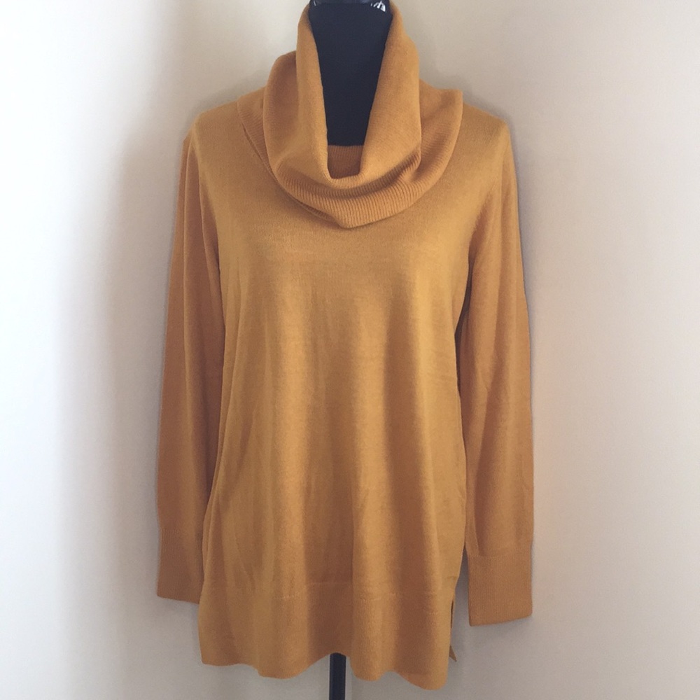 Loft Gold Mustard Cowl Neck Sweater Medium